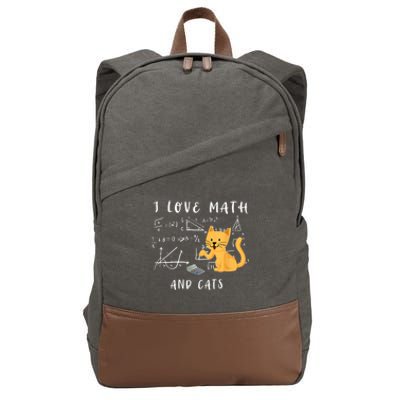 I Love Math And Cats Math Student Mathematician Math Teacher Cotton Canvas Backpack