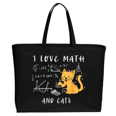 I Love Math And Cats Math Student Mathematician Math Teacher Cotton Canvas Jumbo Tote