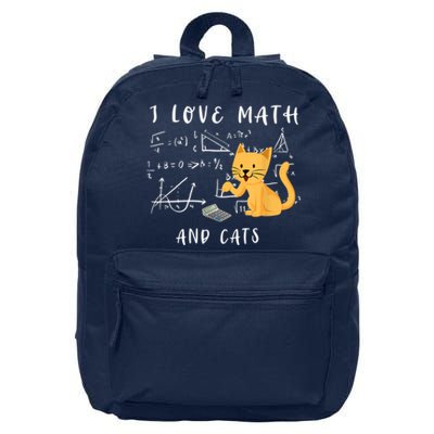 I Love Math And Cats Math Student Mathematician Math Teacher 16 in Basic Backpack