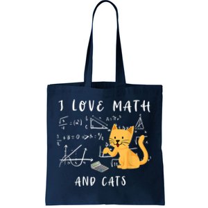 I Love Math And Cats Math Student Mathematician Math Teacher Tote Bag