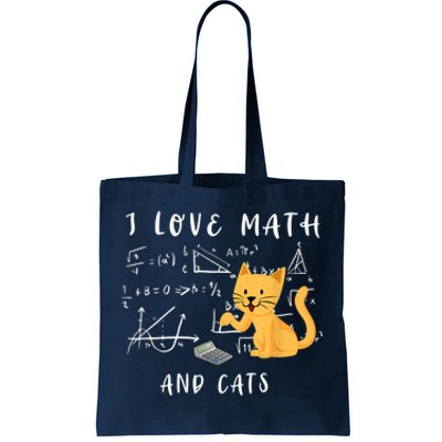 I Love Math And Cats Math Student Mathematician Math Teacher Tote Bag