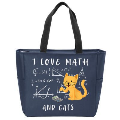 I Love Math And Cats Math Student Mathematician Math Teacher Zip Tote Bag