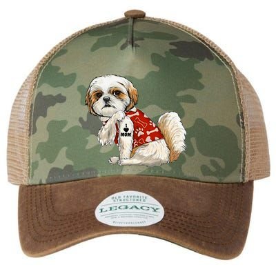 I Love Mom Tattoo Shih Tzu Mom Funny MotherS Day Gift Legacy Tie Dye Trucker Hat