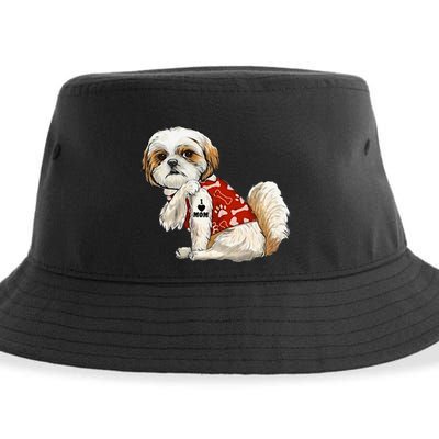 I Love Mom Tattoo Shih Tzu Mom Funny MotherS Day Gift Sustainable Bucket Hat