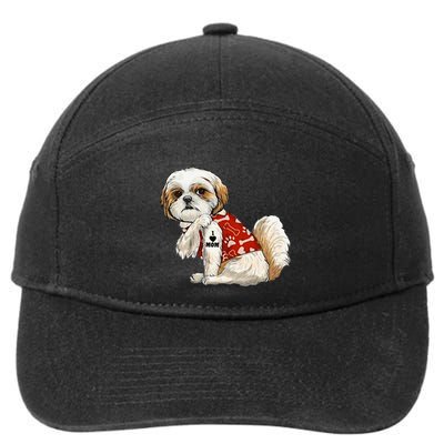 I Love Mom Tattoo Shih Tzu Mom Funny MotherS Day Gift 7-Panel Snapback Hat