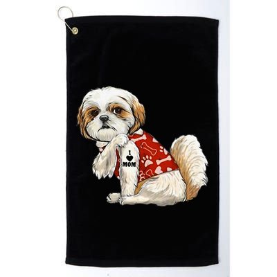 I Love Mom Tattoo Shih Tzu Mom Funny MotherS Day Gift Golf Towel