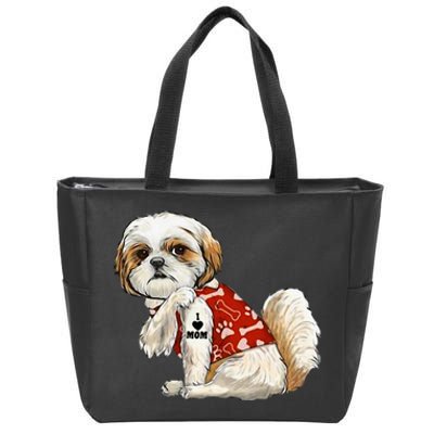 I Love Mom Tattoo Shih Tzu Mom Funny MotherS Day Gift Zip Tote Bag