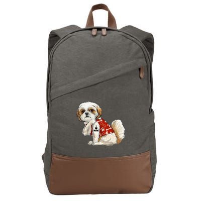 I Love Mom Tattoo Shih Tzu Mom Funny MotherS Day Gift Cotton Canvas Backpack