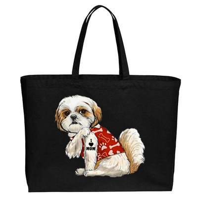 I Love Mom Tattoo Shih Tzu Mom Funny MotherS Day Gift Cotton Canvas Jumbo Tote