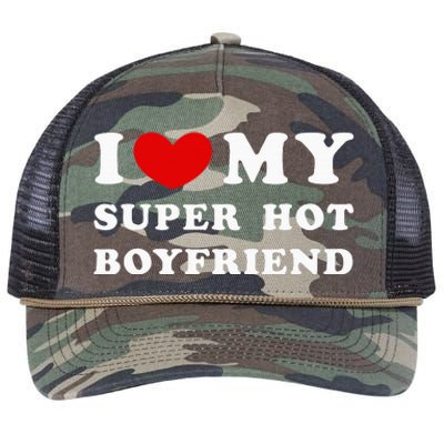 I Love My Super Hot Boyfriend I Heart My Boyfriend Retro Rope Trucker Hat Cap