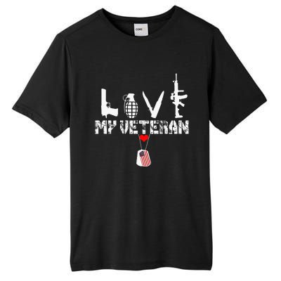 I Love My Veteran Flag Heart Dogtag Military Tall Fusion ChromaSoft Performance T-Shirt