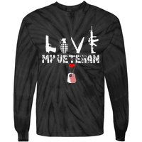 I Love My Veteran Flag Heart Dogtag Military Tie-Dye Long Sleeve Shirt