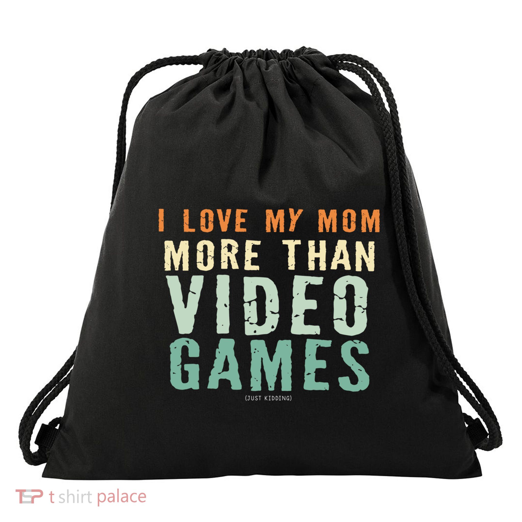 I Love My Mom More Than Video Game Retro Vinatge Gift Drawstring Bag