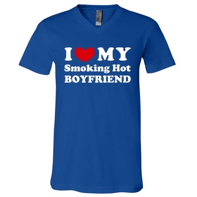 I Love My Smoking Hot Friend I Heart My Smoking Hot Bf Gift V-Neck T-Shirt