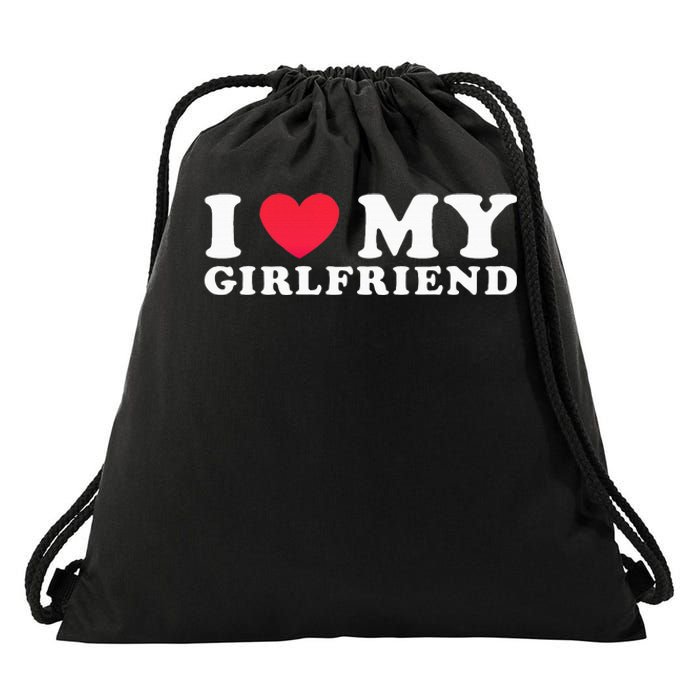 i love my girlfriend gf i heart my girlfriend gf Drawstring Bag