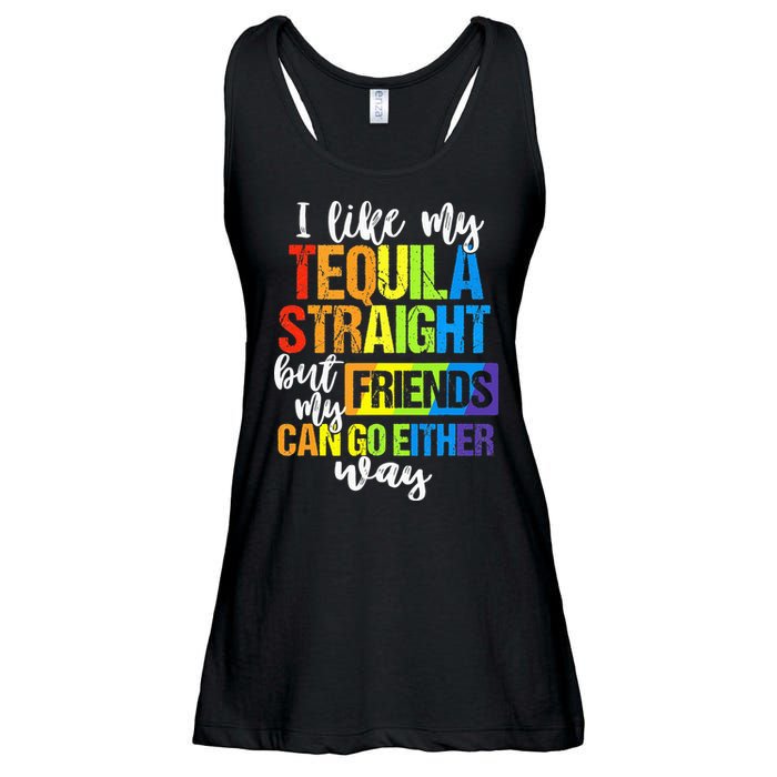 I Like My Tequila Straight But My Friends Can Go Either Way Ladies Essential Flowy Tank