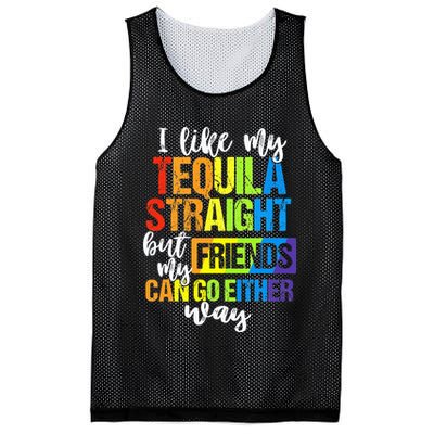 I Like My Tequila Straight But My Friends Can Go Either Way Mesh Reversible Basketball Jersey Tank
