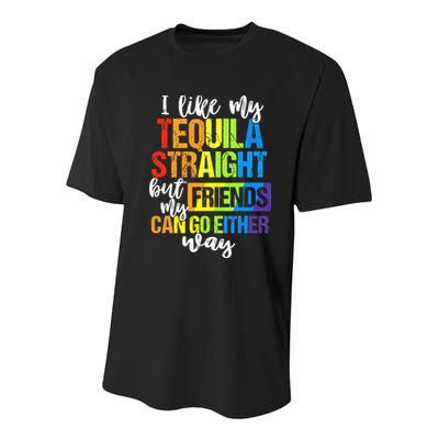 I Like My Tequila Straight But My Friends Can Go Either Way Youth Performance Sprint T-Shirt