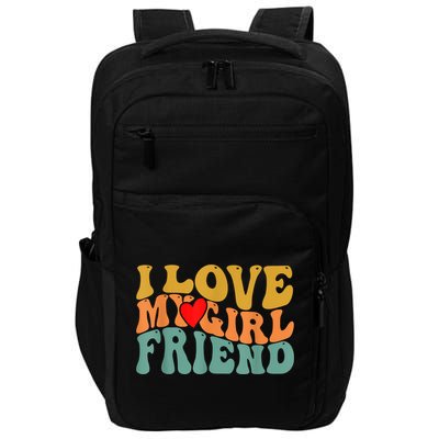 I Love My Girlfriend Red Heart Groovy Retro Impact Tech Backpack