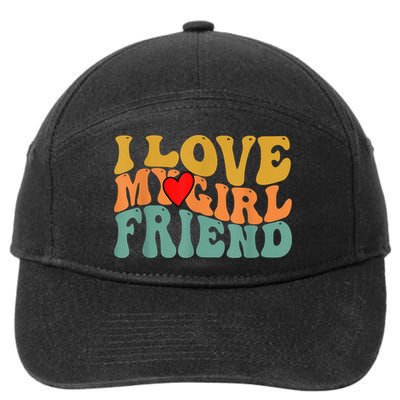 I Love My Girlfriend Red Heart Groovy Retro 7-Panel Snapback Hat