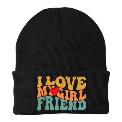I Love My Girlfriend Red Heart Groovy Retro Beanie