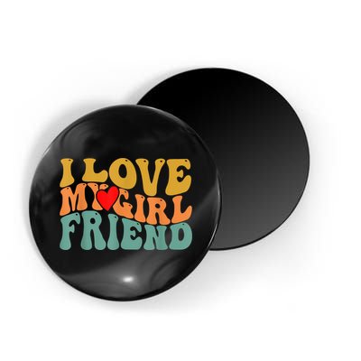I Love My Girlfriend Red Heart Groovy Retro Magnet