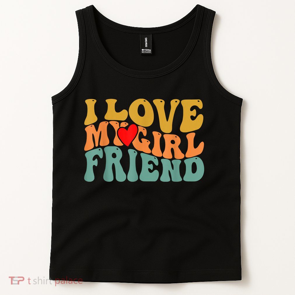 I Love My Girlfriend Red Heart Groovy Retro Tank Top