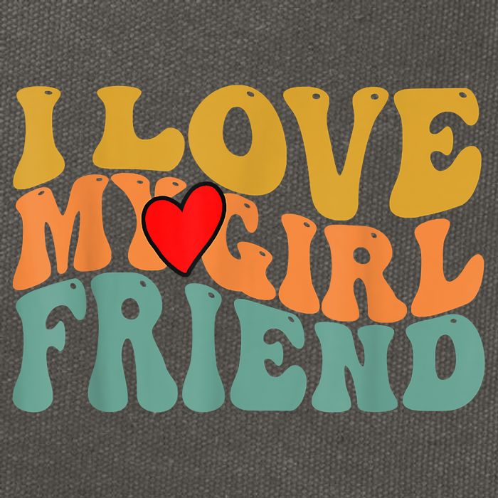 I Love My Girlfriend Red Heart Groovy Retro Cotton Canvas Backpack