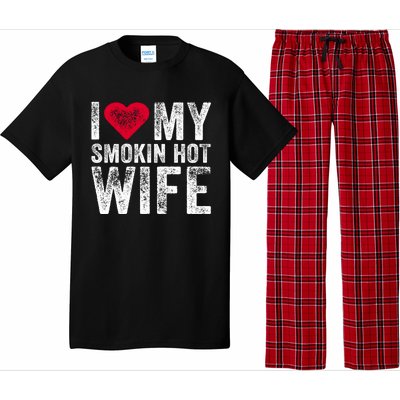 I Love My Smokin Hot Wife Red Heart Love Funny Vintage Retro Gift Pajama Set