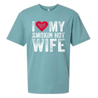 I Love My Smokin Hot Wife Red Heart Love Funny Vintage Retro Gift Sueded Cloud Jersey T-Shirt