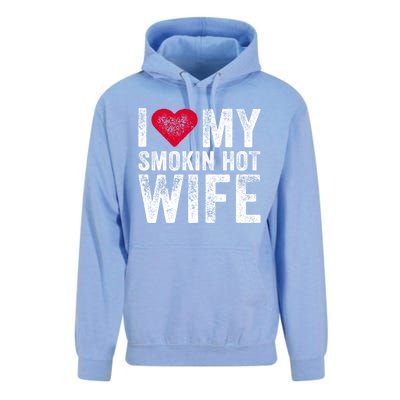 I Love My Smokin Hot Wife Red Heart Love Funny Vintage Retro Gift Unisex Surf Hoodie