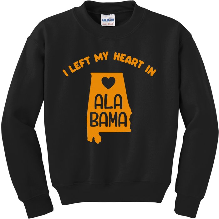 I Left My Heart In Alabama Us Vintage State Home American Al Kids Sweatshirt