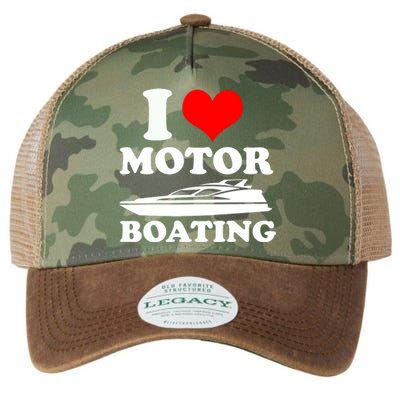 I Love Motor Boating Funny Boater Legacy Tie Dye Trucker Hat