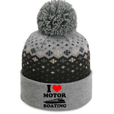 I Love Motor Boating Funny Boater The Baniff Cuffed Pom Beanie