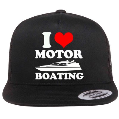 I Love Motor Boating Funny Boater Flat Bill Trucker Hat