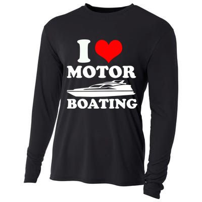 I Love Motor Boating Funny Boater Cooling Performance Long Sleeve Crew