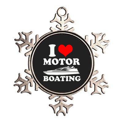 I Love Motor Boating Funny Boater Metallic Star Ornament