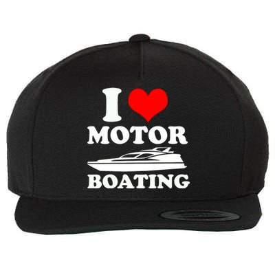 I Love Motor Boating Funny Boater Wool Snapback Cap