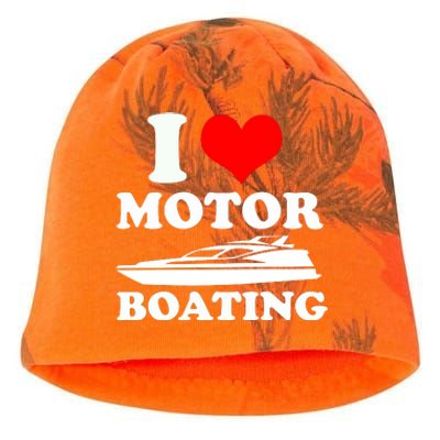 I Love Motor Boating Funny Boater Kati - Camo Knit Beanie