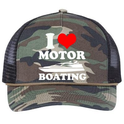 I Love Motor Boating Funny Boater Retro Rope Trucker Hat Cap