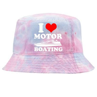 I Love Motor Boating Funny Boater Tie-Dyed Bucket Hat