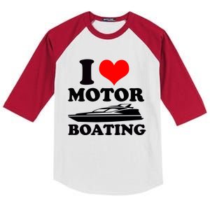 I Love Motor Boating Funny Boater Kids Colorblock Raglan Jersey