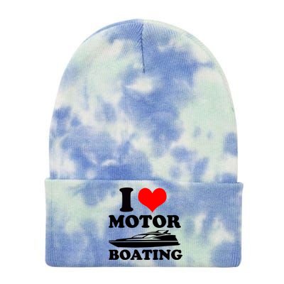 I Love Motor Boating Funny Boater Tie Dye 12in Knit Beanie