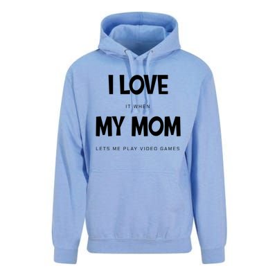 I Love My Mom Funny Sarcastic Video Games Great Gift Unisex Surf Hoodie