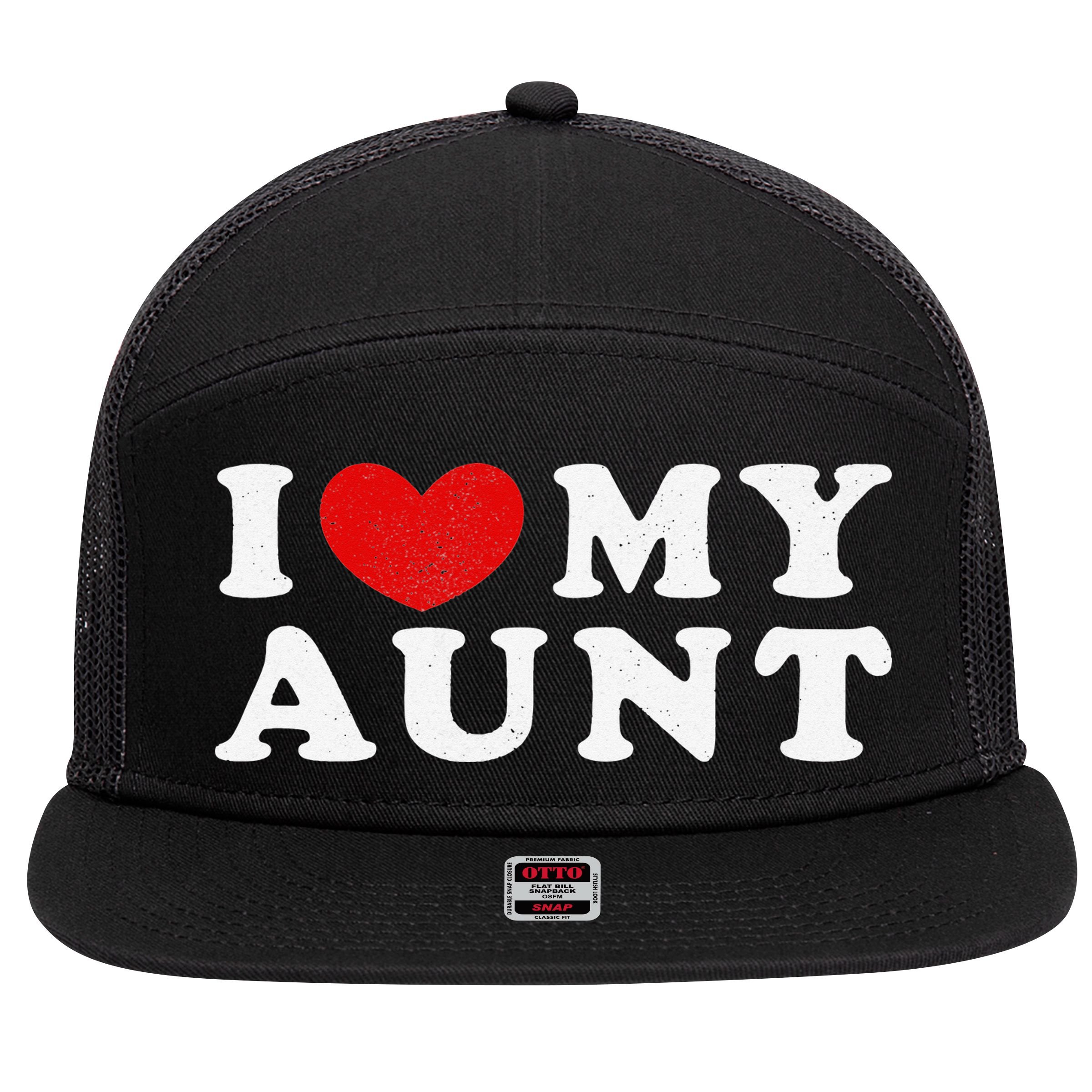 I Love My Aunt I Heart My Aunt 7 Panel Mesh Trucker Snapback Hat