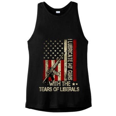 I Lubricate My Guns With The Tears Of Liberals US Flag Ladies PosiCharge Tri-Blend Wicking Tank