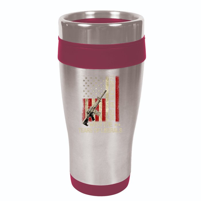 I Lubricate My Guns With The Tears Of Liberals US Flag 16oz Travel Tumbler