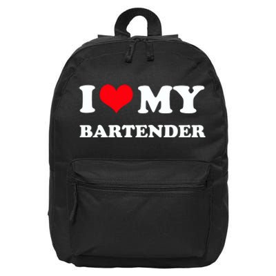 I Love My Bartender, I Heart My Bartender 16 in Basic Backpack