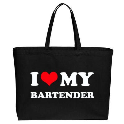 I Love My Bartender, I Heart My Bartender Cotton Canvas Jumbo Tote