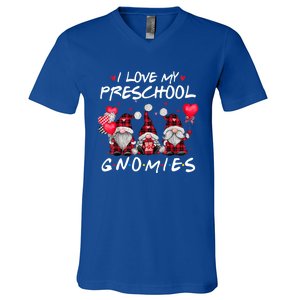 I Love My Preschool Gnomies Valentine's Day Teacher Funny Gift Meaningful Gift V-Neck T-Shirt